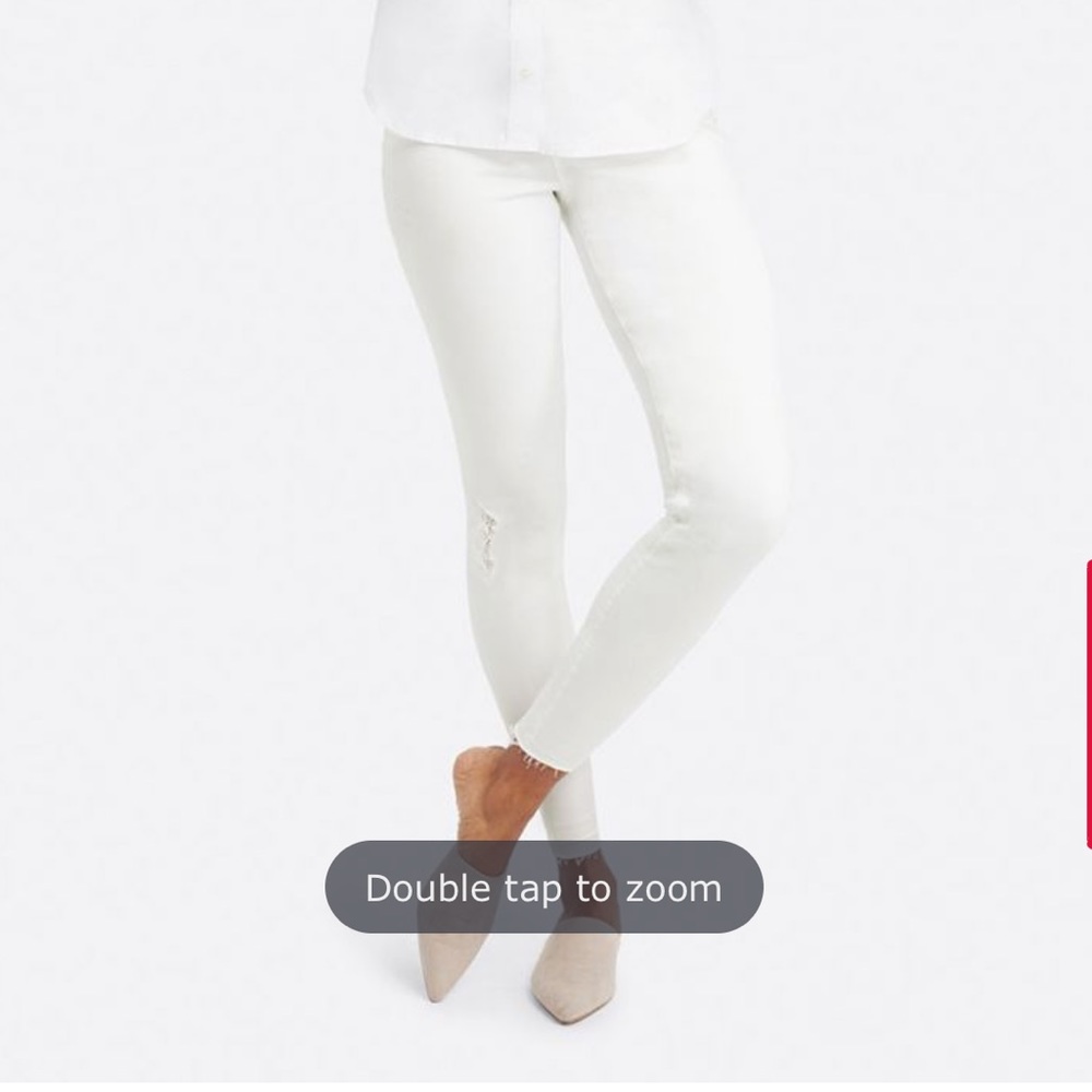 Spanx White Distressed Skinny Jeans